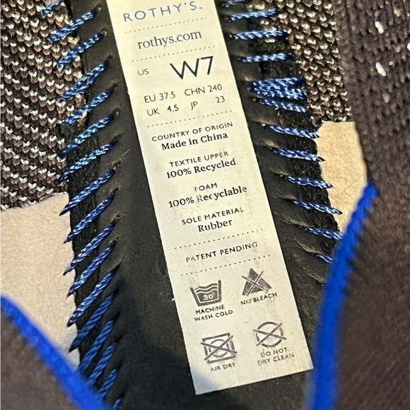 Rothys 7 Black Silver Metallic Glitter Loafers Flats Luxury Comfort Shoe Office - Picture 9 of 11